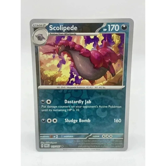 Scolipede 117/167 Twilight Masquerade Pokemon TCG Reverse Holo Mint Unplayed - Picture 1 of 7